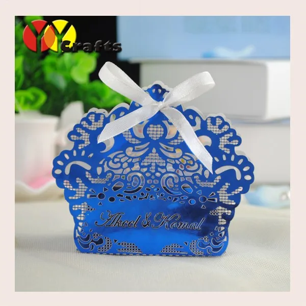 Royal Blue Laser Cut Flower Branch Wedding Favor Candy Box With Royal Blue Laser Cut Flower Branch Wedding Favor Candy Box With Custom Logo