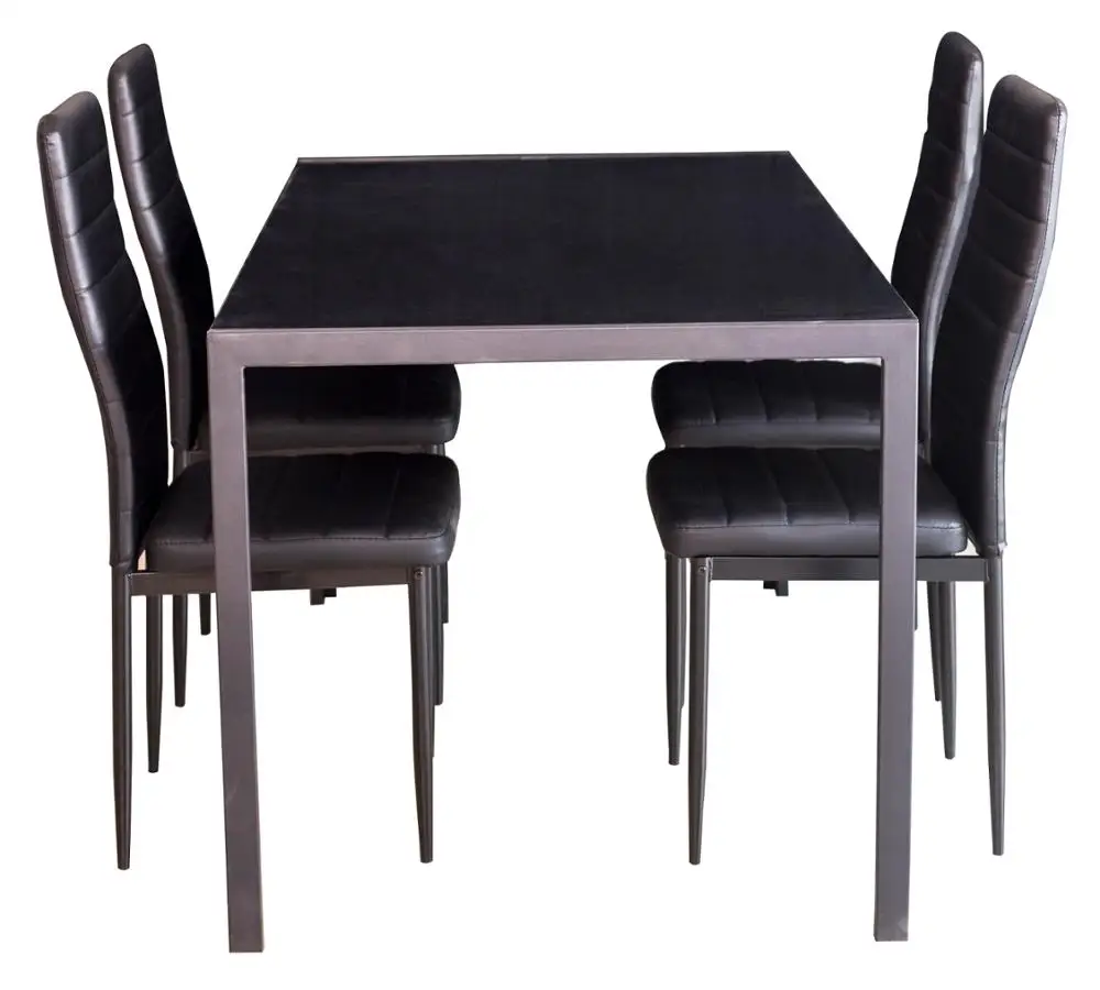 Nuoyier Newly Black Glass Top Dining Table Set 6 Chairs Buy Dining