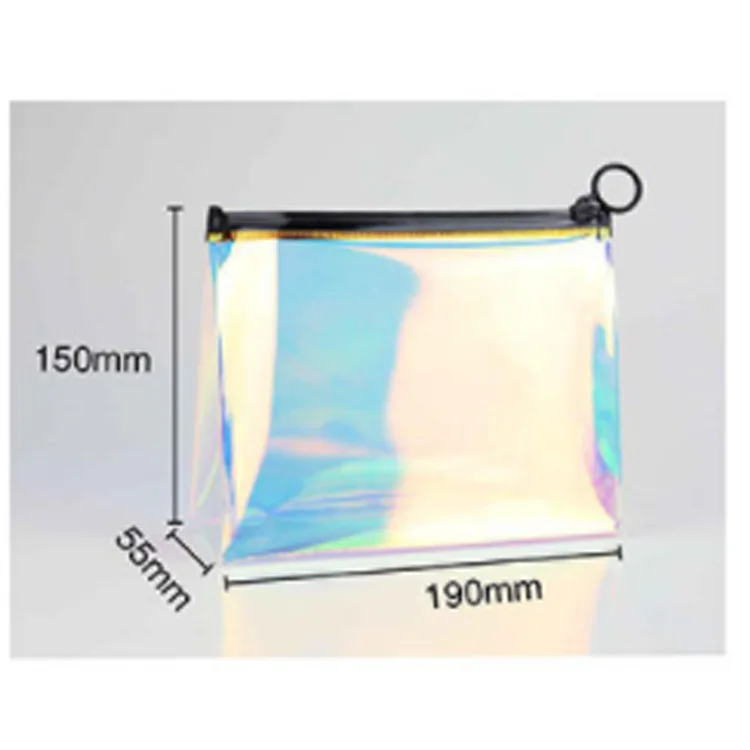 Custom Logo Storage Gift Bag Women Toilet Bag Laser Zipper Plastic Pouch Girls Ladies