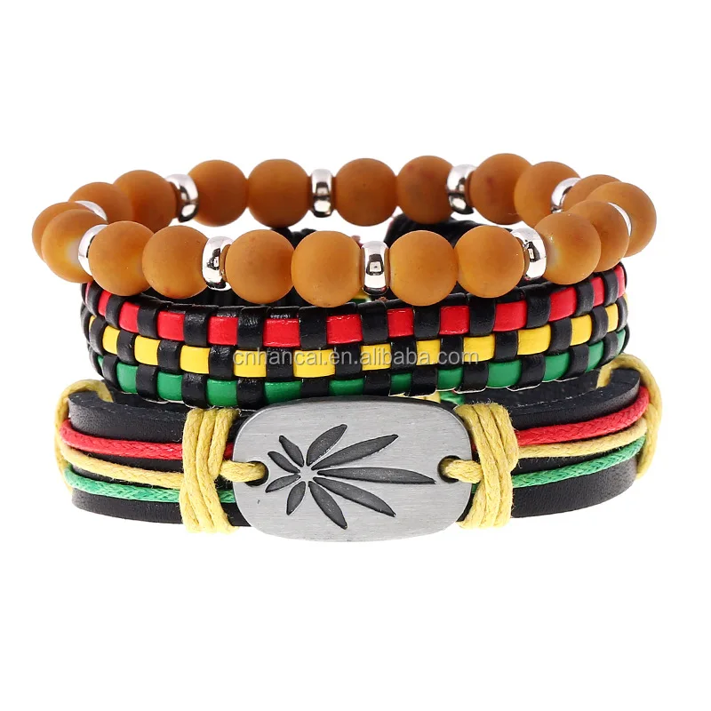 Pulseras De Moda Vintage Hecho a Mano Madera del grano del encanto para hombres mujeres Pulsera De Cuero