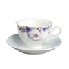 2pcs antique blue color floral bone china tea cup and saucers set for wedding