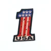 China Manufacture Customize Number 1 Laser Cut Border Embroidery Patch American Flag Badge Iron on Patch for Clothes