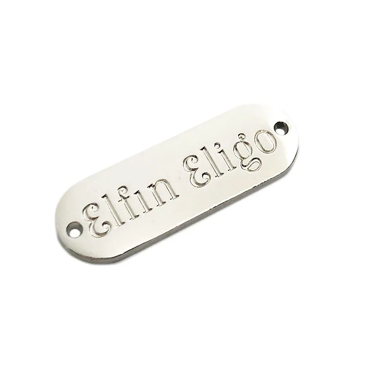 Small size design customized clothing metal logo tag for swimwear