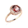 Fashion retro gemstone rings women 18k gold plated simple crystal ring with ruby