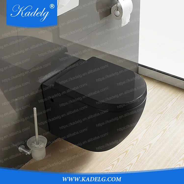 Bajo Moq Europea Oculta Cisterna Negro Colgado En La Pared Color Baño