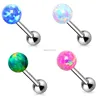Stainless Steel Tongue Barbell Opal Ball Tongue Piercing