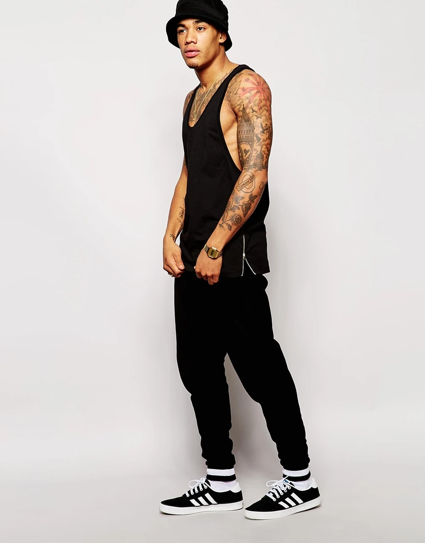 side zips and extreme racer back t shirt men customer logo vest