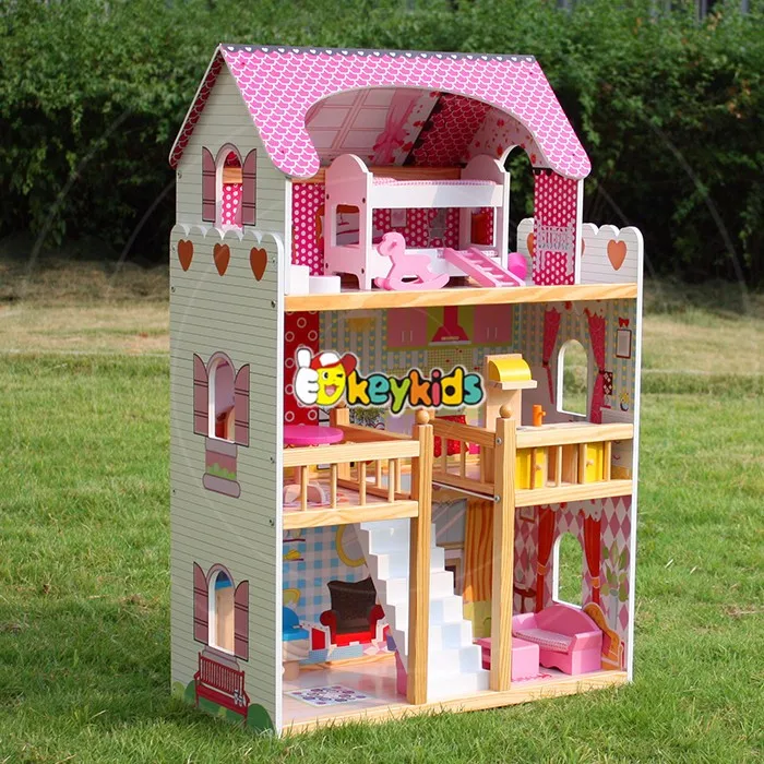 2017 Wholesale Pretend Play Wooden Kids House Best Design Wooden Kids House Girls Pink Wooden