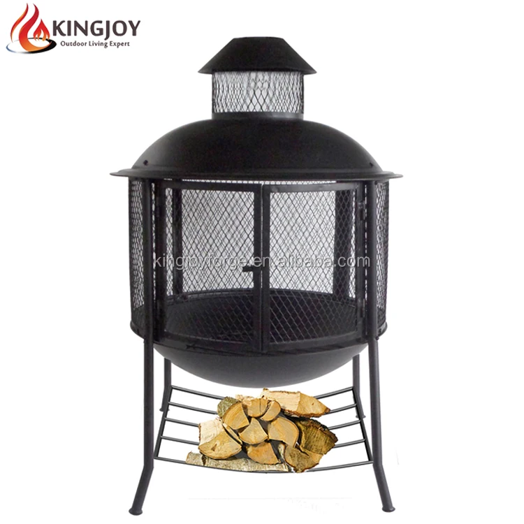 Outdoor Garden Backyard Firepit Bowl Fireplace With Log Storage