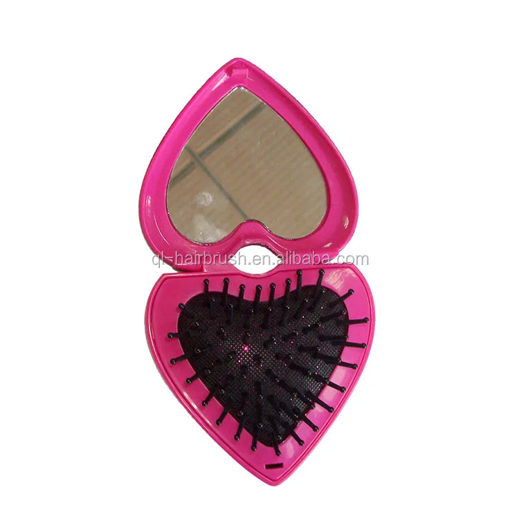 Hot Selling Mini Folding Hair Brush With Mirror Set For Children Buy
