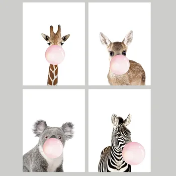 Giraffe Zebra Animal Posters And Prints Canvas Art Painting Wall Art ...