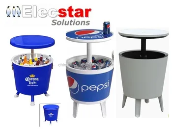 Outdoor Side Table Cooler For Beverage Drink With Round Shape Outdoor Side Table Cooler For Beverage Drink With Round Shape