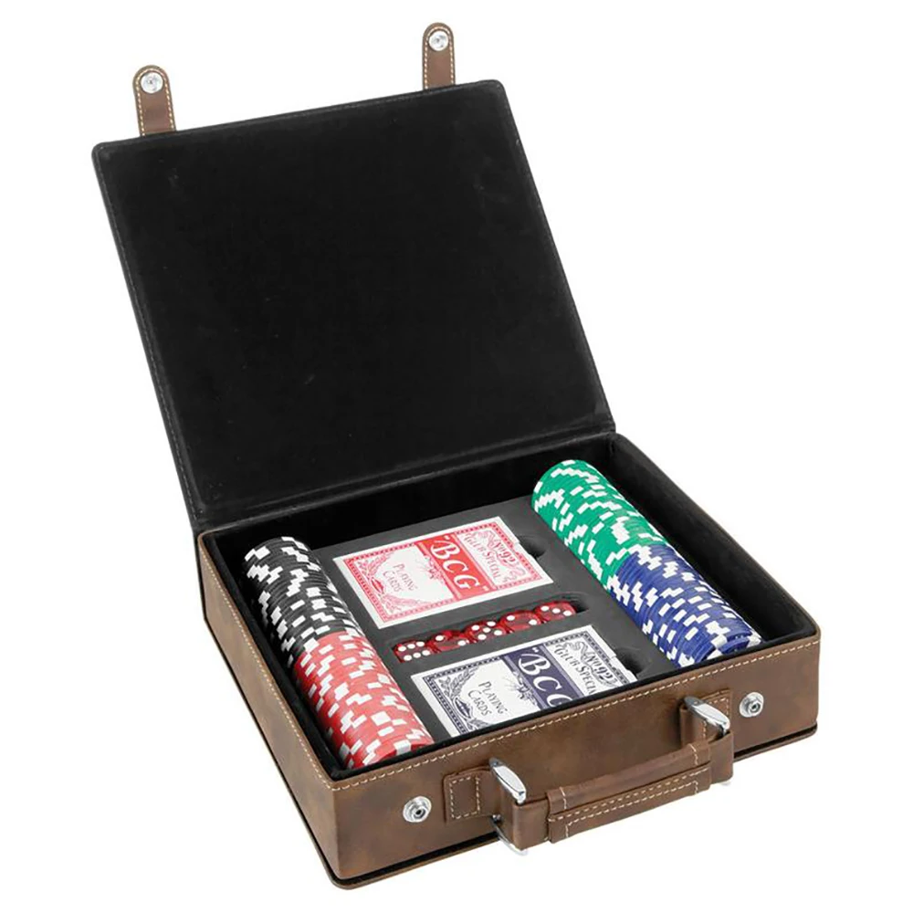 Premium Texas Hold'em Poker Chip Game Set With Cards Leather Case,Gift