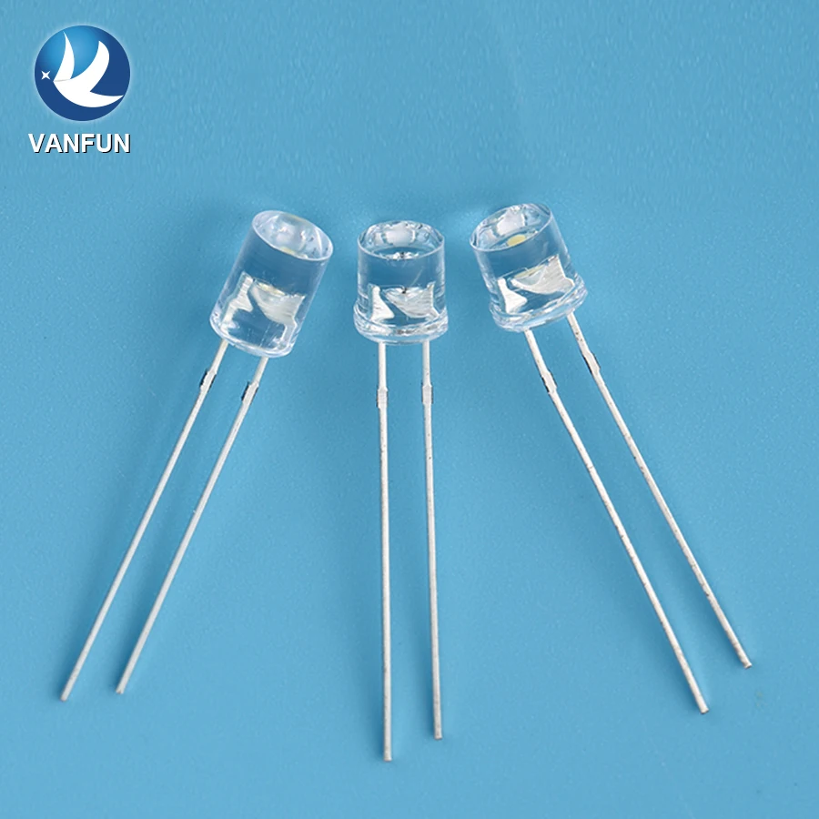 India Hot selling 5mm flat top transparent Chinese led emitting diode
