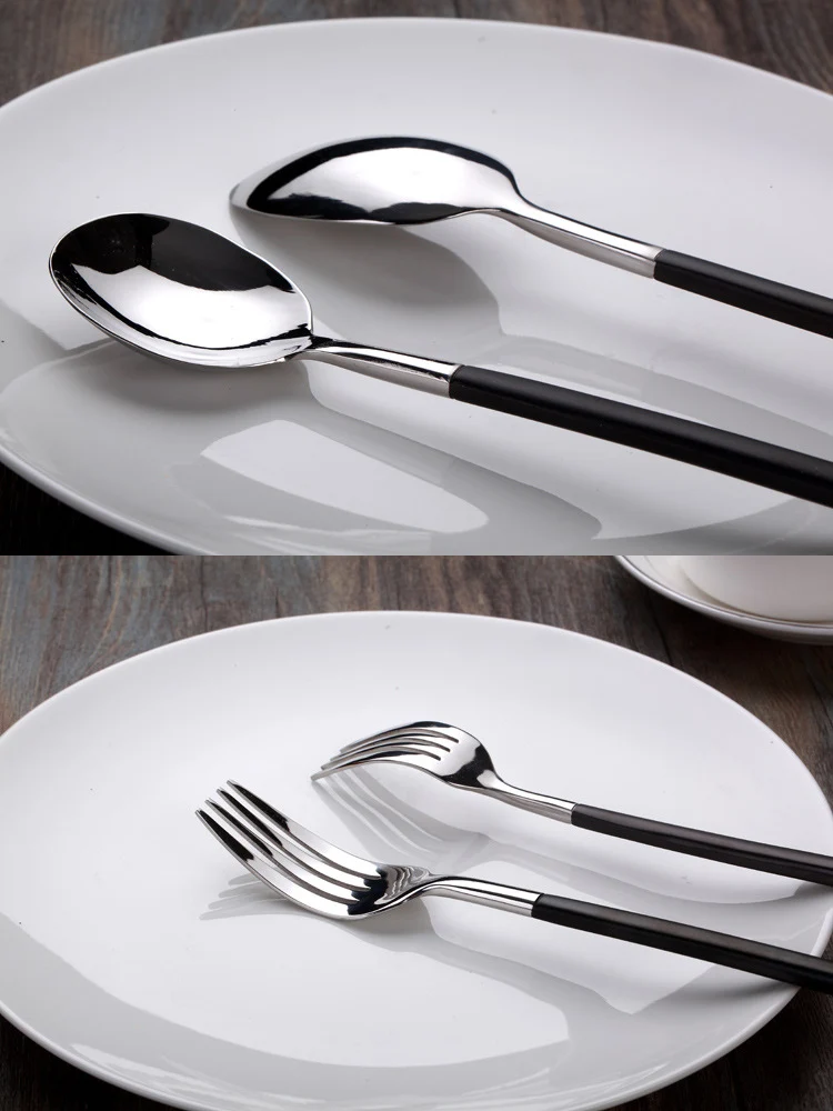 Munich Highend Silverware Flatware Sets Black Handle Stainless Steel