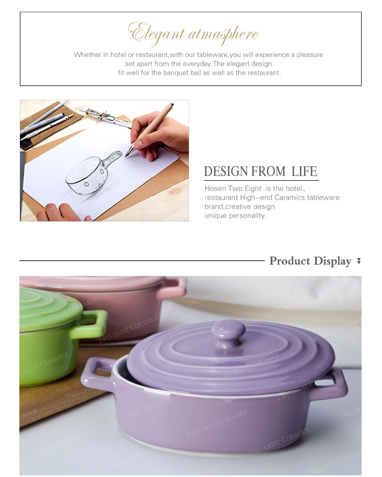 Factory wholesale custom design color glazed baking dish
