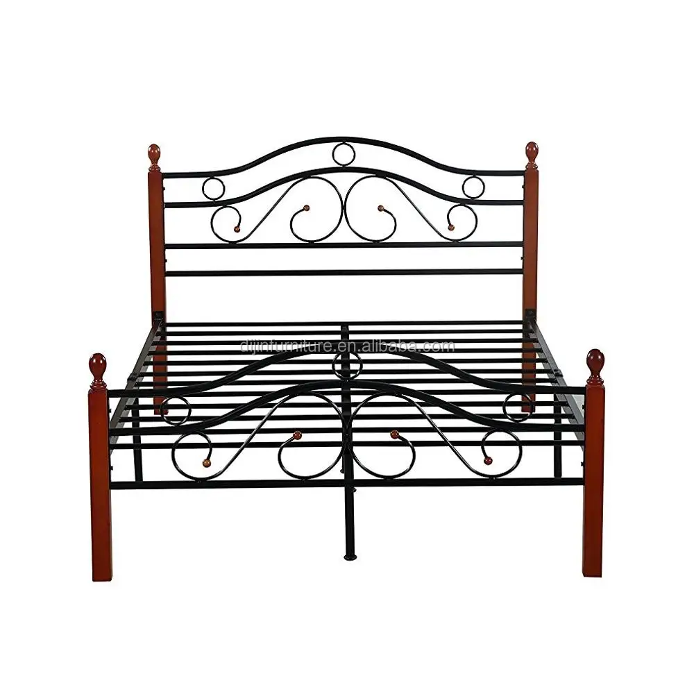 The Cheapest Hot Selling Metal Bed With Wood Post For Europe Market