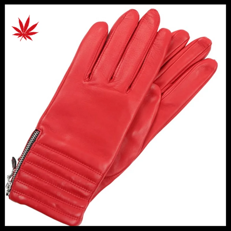 2017 new style ladies genuine sheepskin leather gloves Whole palm touch screen gloves with zipper