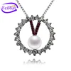 FEIRUN 5mm small size round pearl pendant setting, real pearl pendant, pearl necklace with pendant