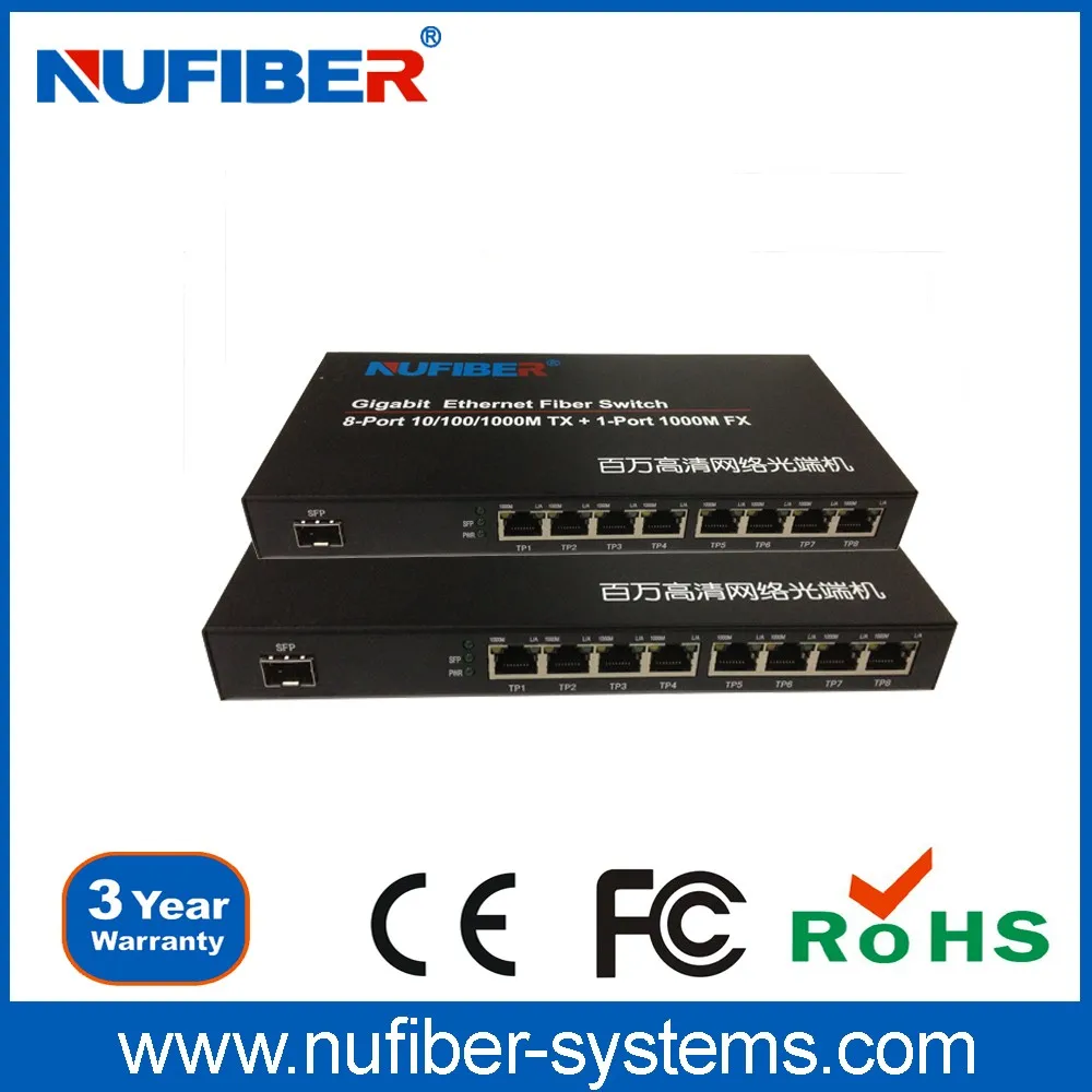 Oem Factory 1000mbps Gigabit Optical Fiber Switch 8 Port Switch Sfp Hub
