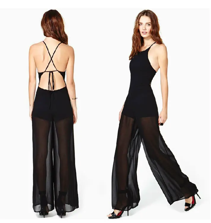 black chiffon evening pants