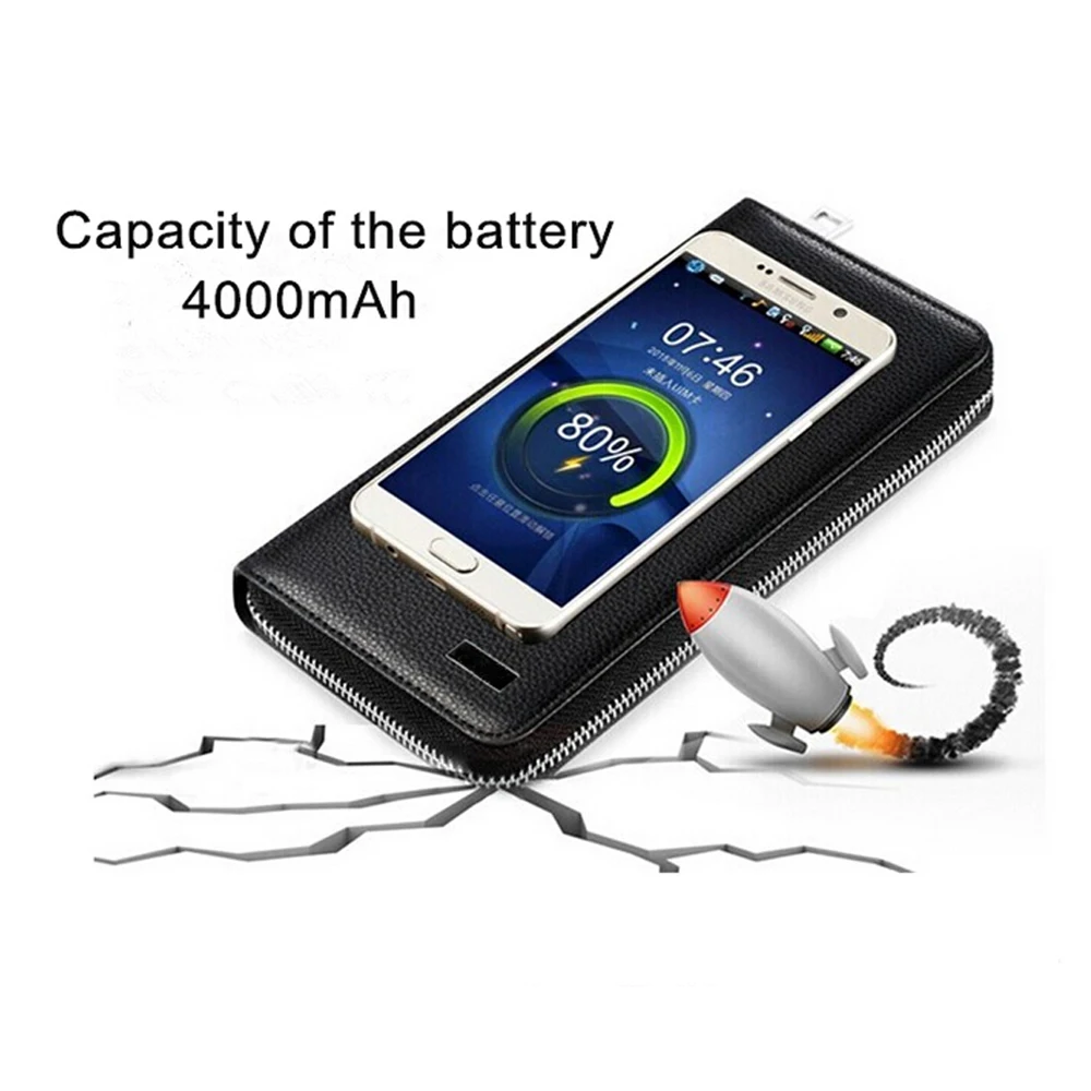 New Design Genuine Leather Smartphone Case Charging Red Wallet For