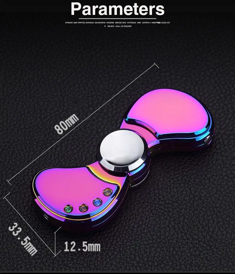 Silver Chrome USB LED Fidget Spinner Lighter