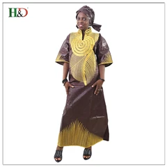 H & D 2020 African women dresses hot style flared sleeve V neck dress