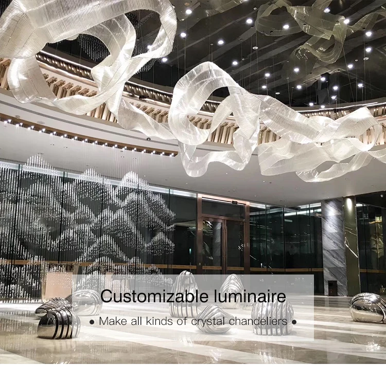 Customizable luxury hotel lobby glass cristal Modern large chandelier pendant lamp