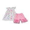 hot sale short sleeve printing shirt short pink pants suit baby clothes
