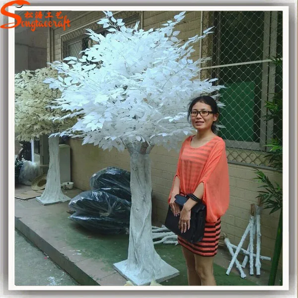 Export Large Outdoor Artificial White Banyan Trees White Ficus Leaf Tree Artificial Plants Of