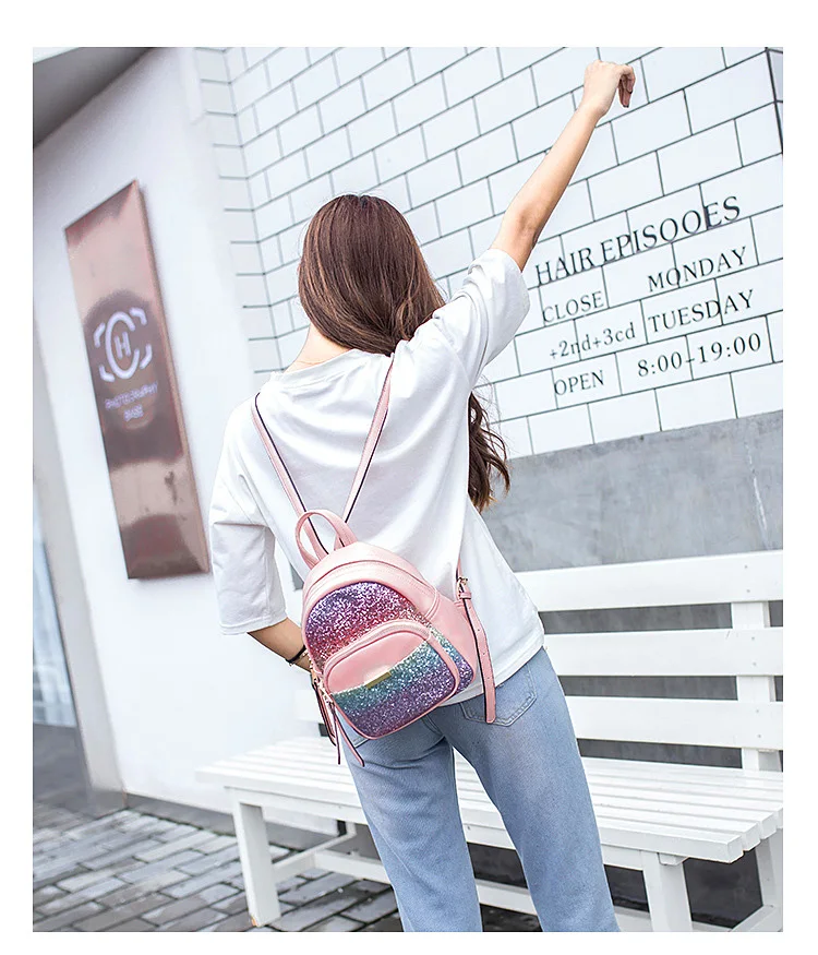 Source Fashion Color Changing Glitter Galaxy PU Mini Leather Backpack For  Women Online Shopping on m.