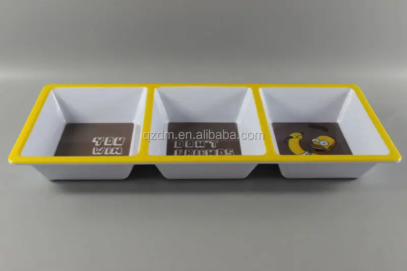 melamine divided plate 3- section plate dried fruit dish