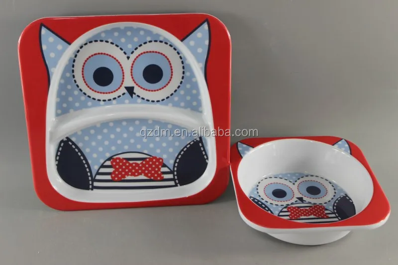 2pcs Square Melamine Kid's Dinnerware set , melamine Baby dinner set