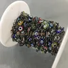 RC4768 Wholesale Evil Eye Resin Copper Welding Chain Oxided Gun Metal Rosary Style Chain 6mm