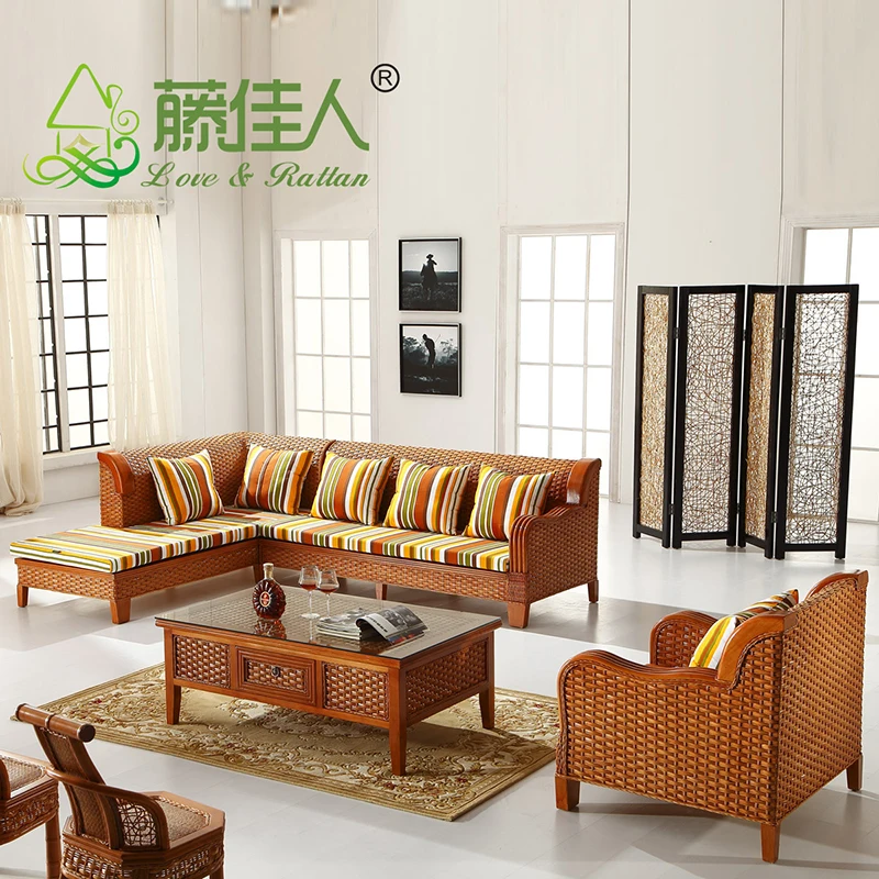 Hot Sale Cane Wood Woven Chair and Round Storage Stool For Kids