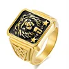 Yiwu Meise 2019 favorable Stainless steel gold vintage lion men's custom ring