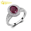 synthetic ruby corundum multi rows halo cubic zirconia rings engagement