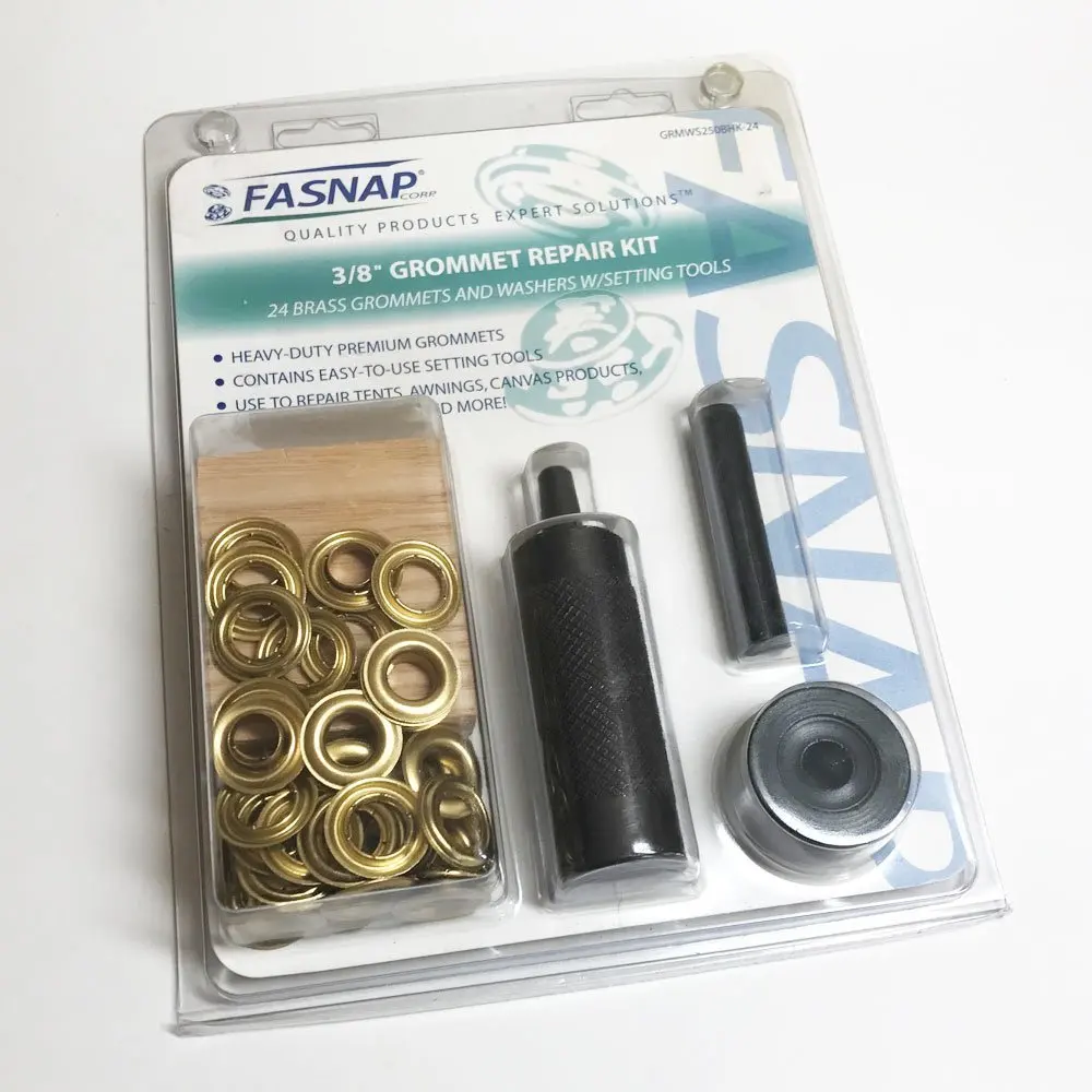 Get Quotations · Fasnap 24 Piece Brass Grommets #2 3/8 Inch With Washer  Repair Kit and