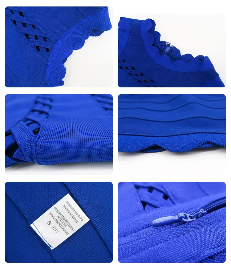 High quality night party elegant dresses blue bandage fashion evening dress for women
