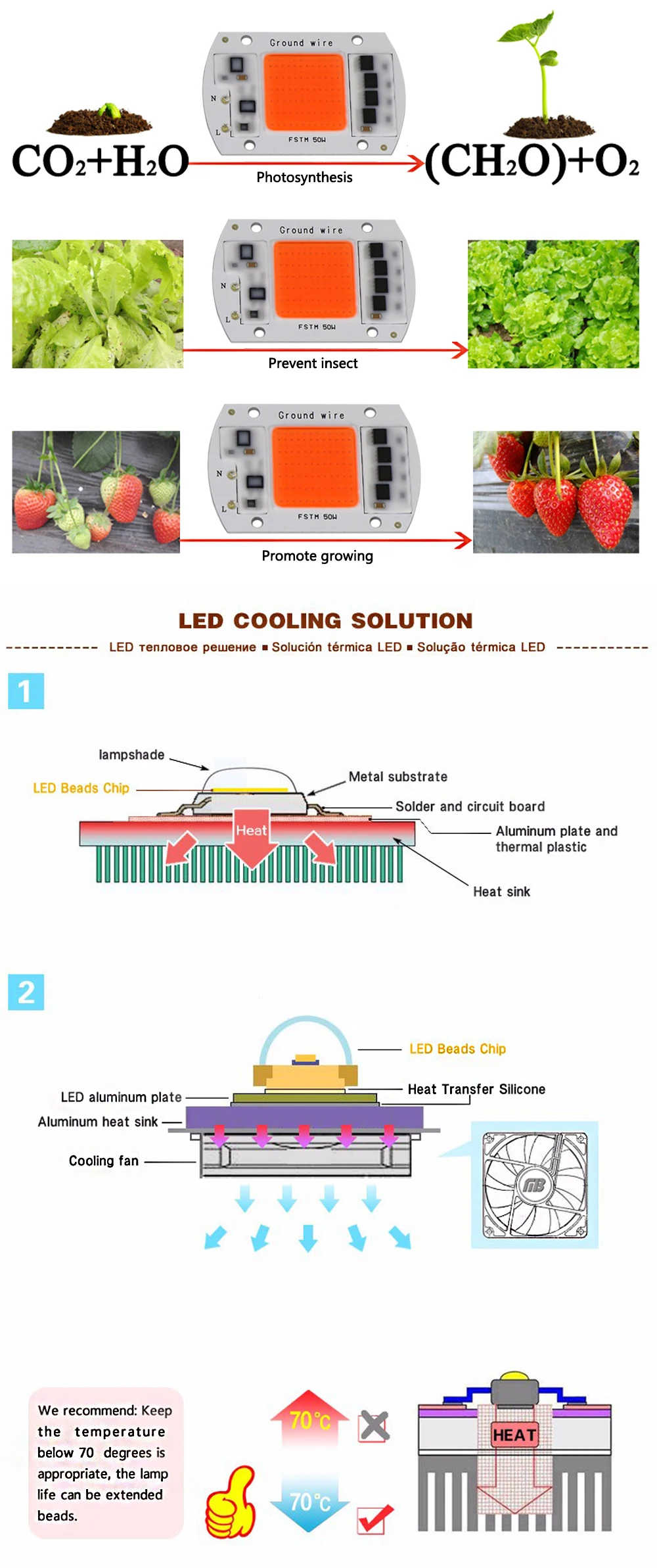Factory Price Best Selling Products 50w COB LED 380nm - 850nm Full Spectrum Grow Light LED Chip