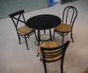 Outdoor garden furniture dining set space-saving metal wood dining table and chair set