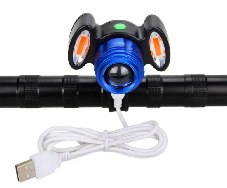 Zoomable XM-L T6 +2 x COB RED LED Front Bicycle Bike light