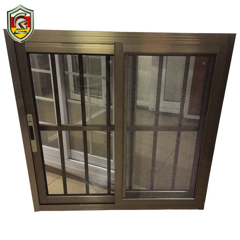 Aluminium frame high quality double glazed sliding windows 2017 latest window grill design
