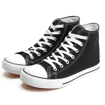 Lace Up High Top Casual Sneakers Blank White Canvas Shoes Women - Buy ...