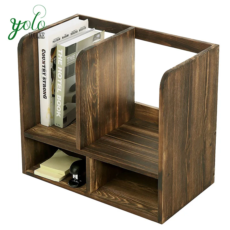 Rustic Office Multi Storage Shelf Organizer Wood Desktop Bookcase Buy Wood Desktop Bookcase