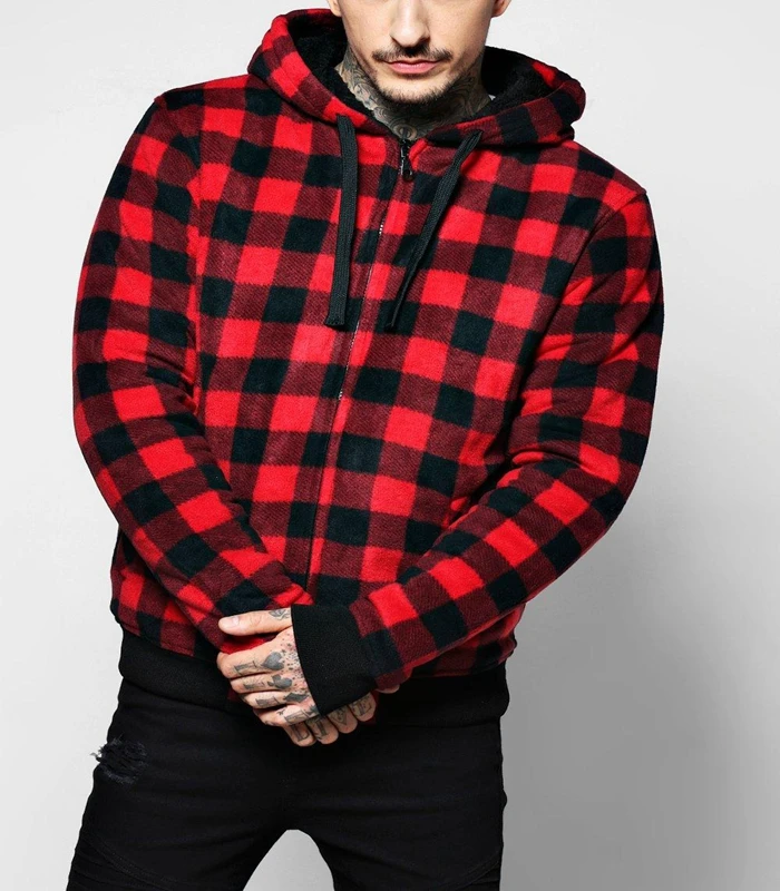 red checkerboard hoodie