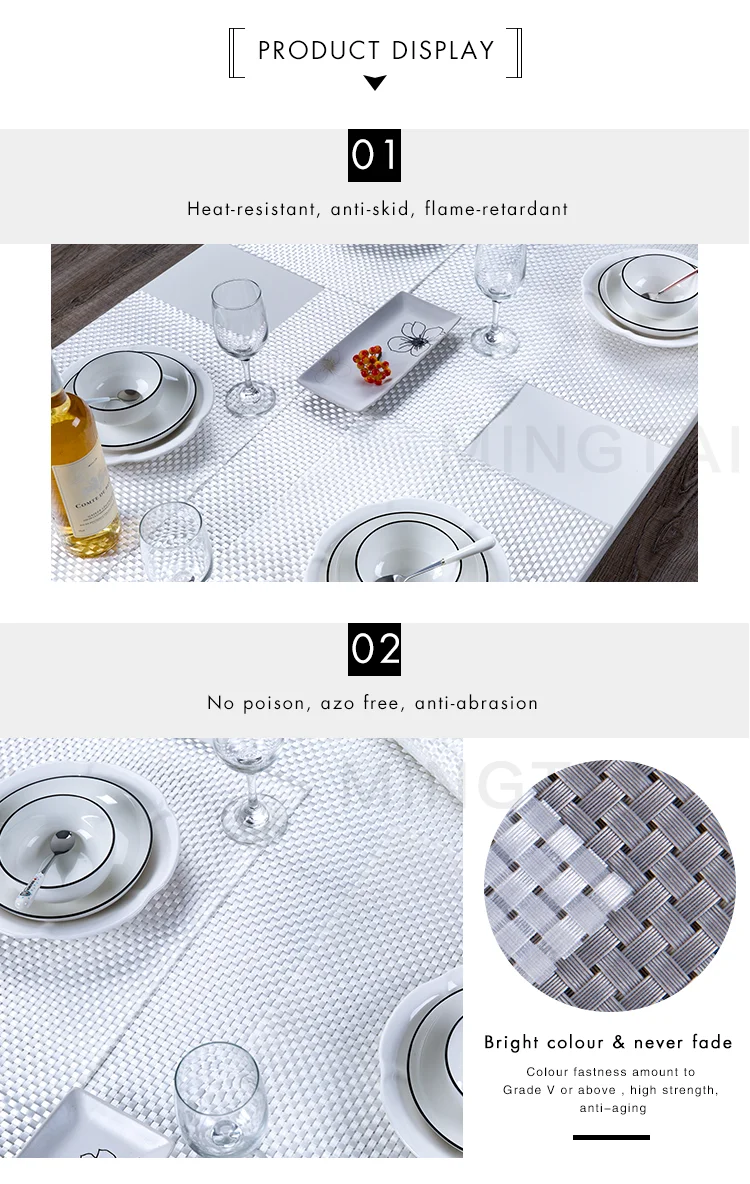Table Plate Mat Vinyl Fabric Woven Placemats Wholesale Dishwasher Safe Hot Food Plastic Pvc