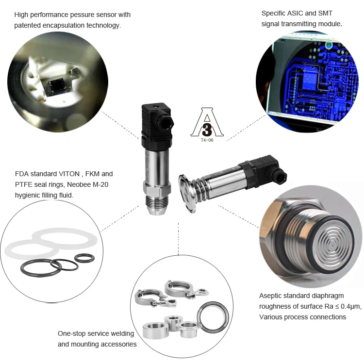 low cost flush diaphragm pressure transmitter sensor for hygienic area