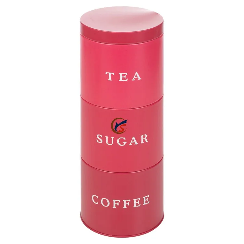 3 Stackable Coffee Tea Sugar Set Metal Kitchen Canisters Buy Kitchen